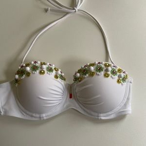 Vintage Victoria’s Secret Embellished Swimsuit Top Bandeau 34B Bridal